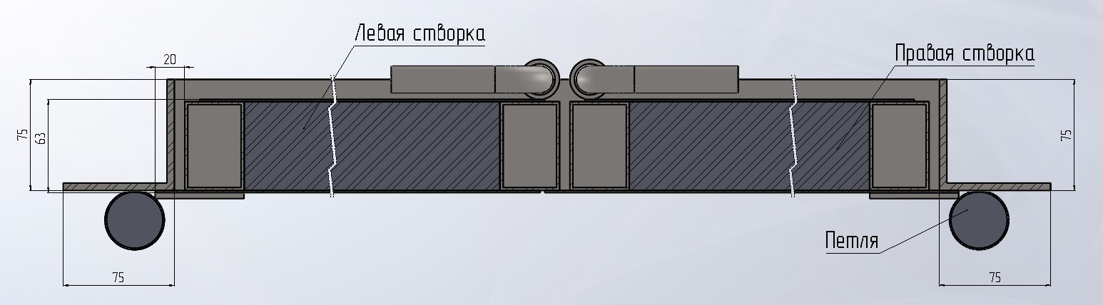 Разрез ворот с наличником
